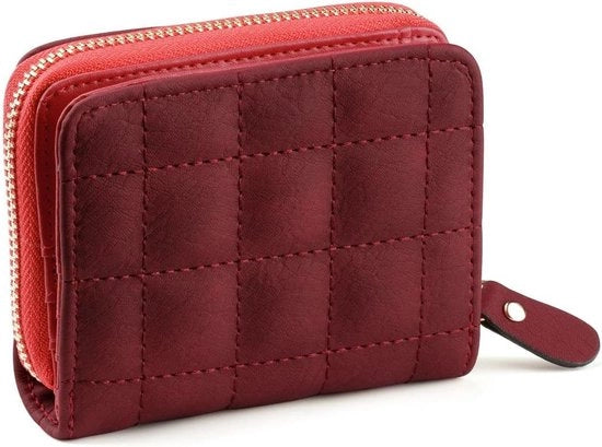 Portafoglio per carte di credito con chiusura a sicurezza, per donne, colore rosso, compatta.