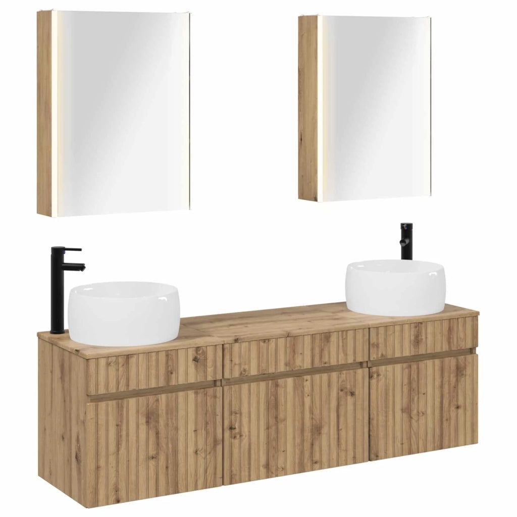 Set di Armadi da Bagno 5 pcs Rovere Artigianale 3406654