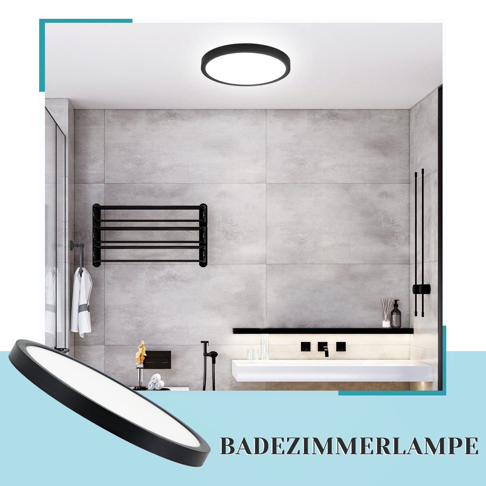 ZMH Lampada da soffitto LED piano 18cm 15W nero 6000K moderna per cucina corridoio camera letto