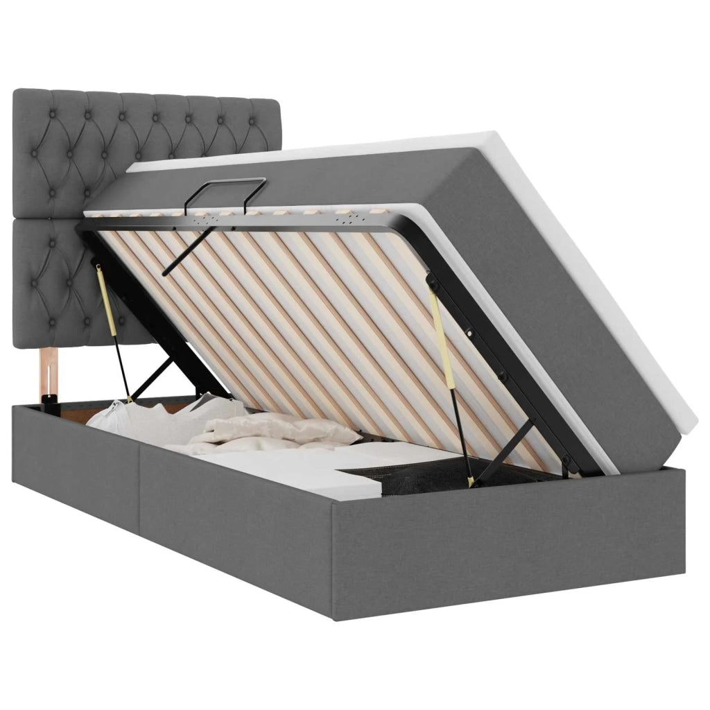Letto con contenitore e LED con led Grigio scuro 100 x 200 cm