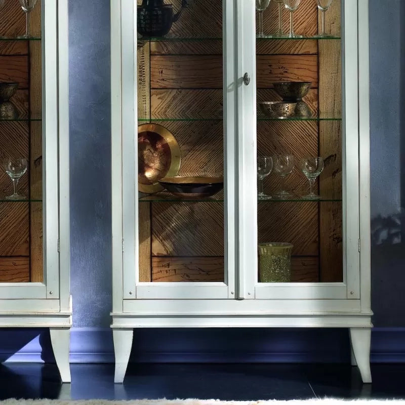 Vetrina classica 2 porte legno bianco shabby 83x36x170 - Mobili 2G