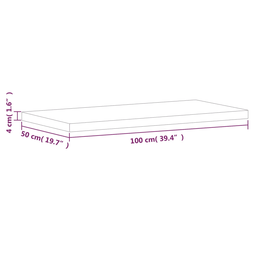 Piano Tavolo 100x50x4cm Rettangolare Legno Massello di Faggio 3188898