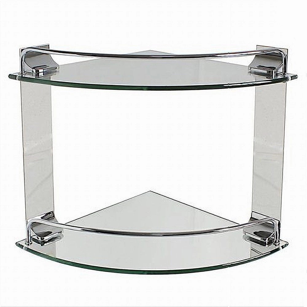 Trade Shop - Mensola Ad Angolo Doppia Per Bagno Angoliera A 2 Ripiani In Vetro Arredo 52910 -