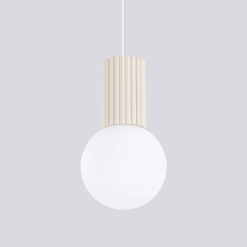 Lampada sospensione moderna beige sfera vetro bianco SFERA