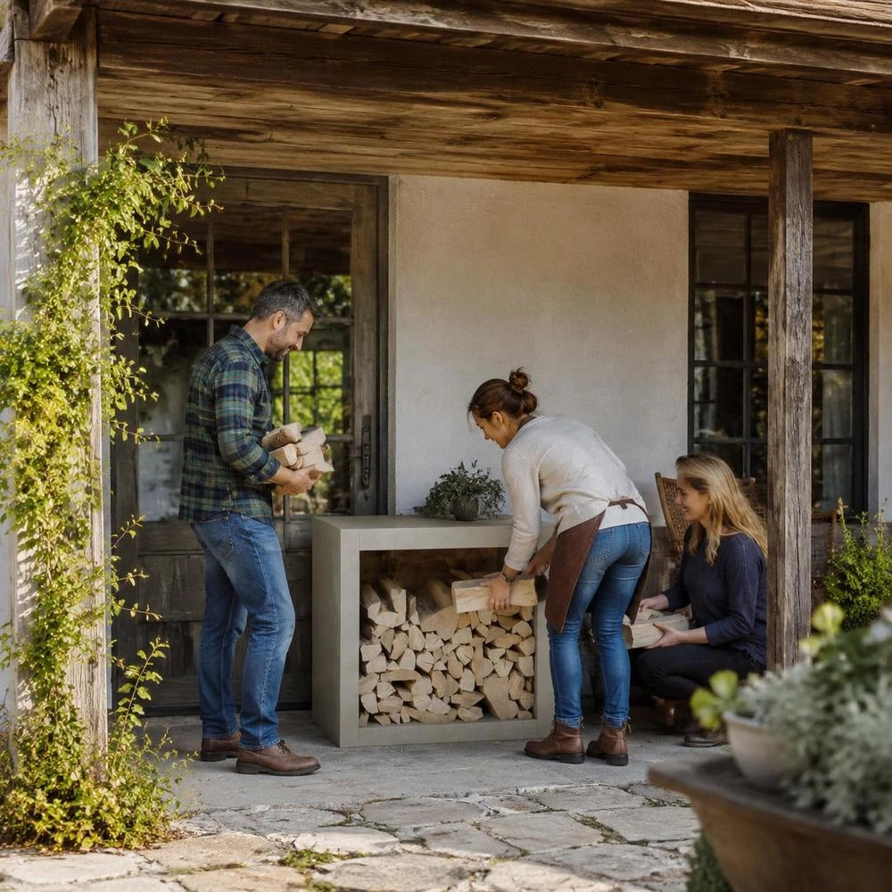 Porta legna 60x40x60 cm in acciaio inossidabile – robusto e resistente, ideale per esterni, giardino e camino, pratico e durevole