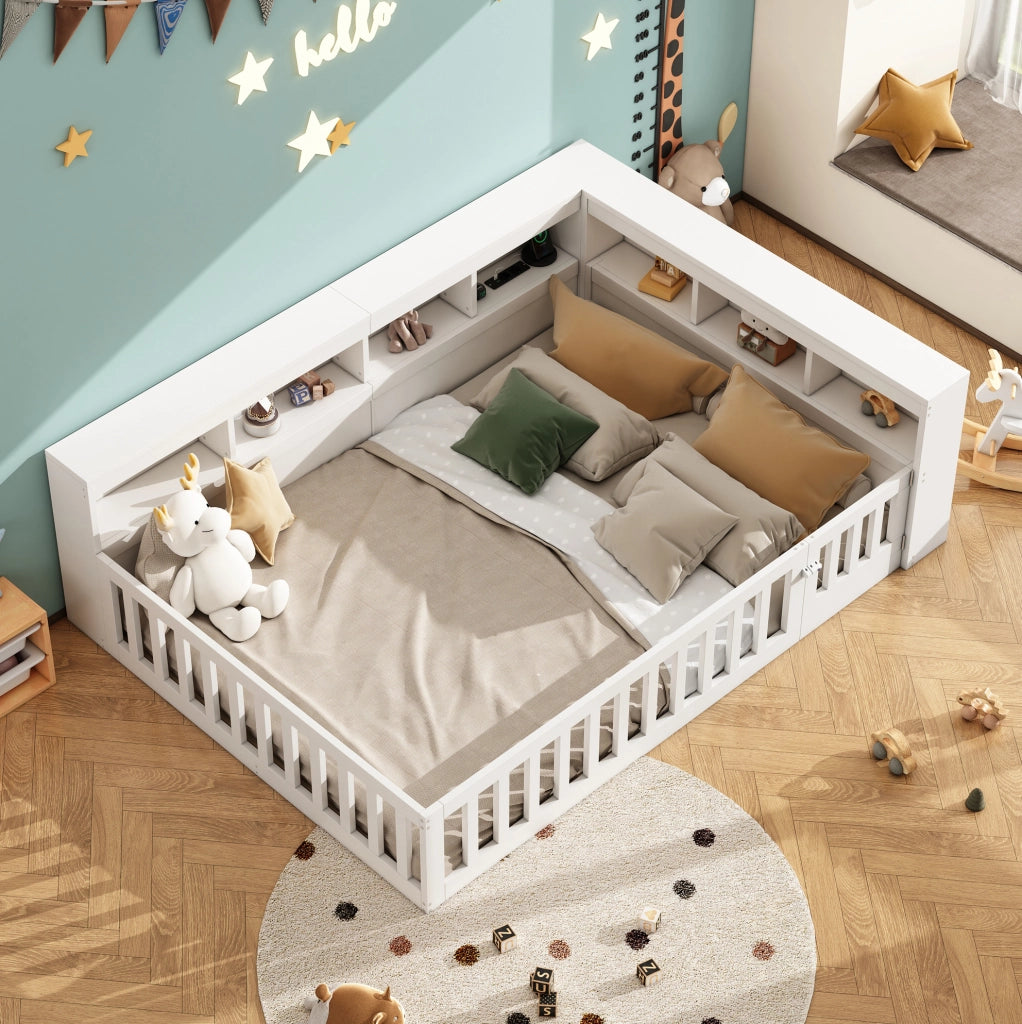 Tagesbett 140x200 cm con prese e USB; vano contenitore laterale; pannello truciolare e MDF bianco
