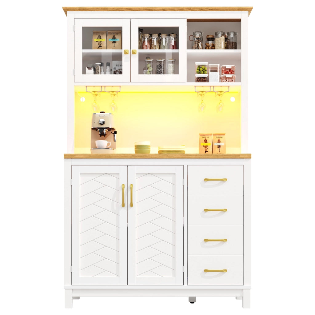 Credenza con LED ¨C MINIMAL ¨C Verde/Nero/Bianco, 4 Ante, 105.5x40x180cm