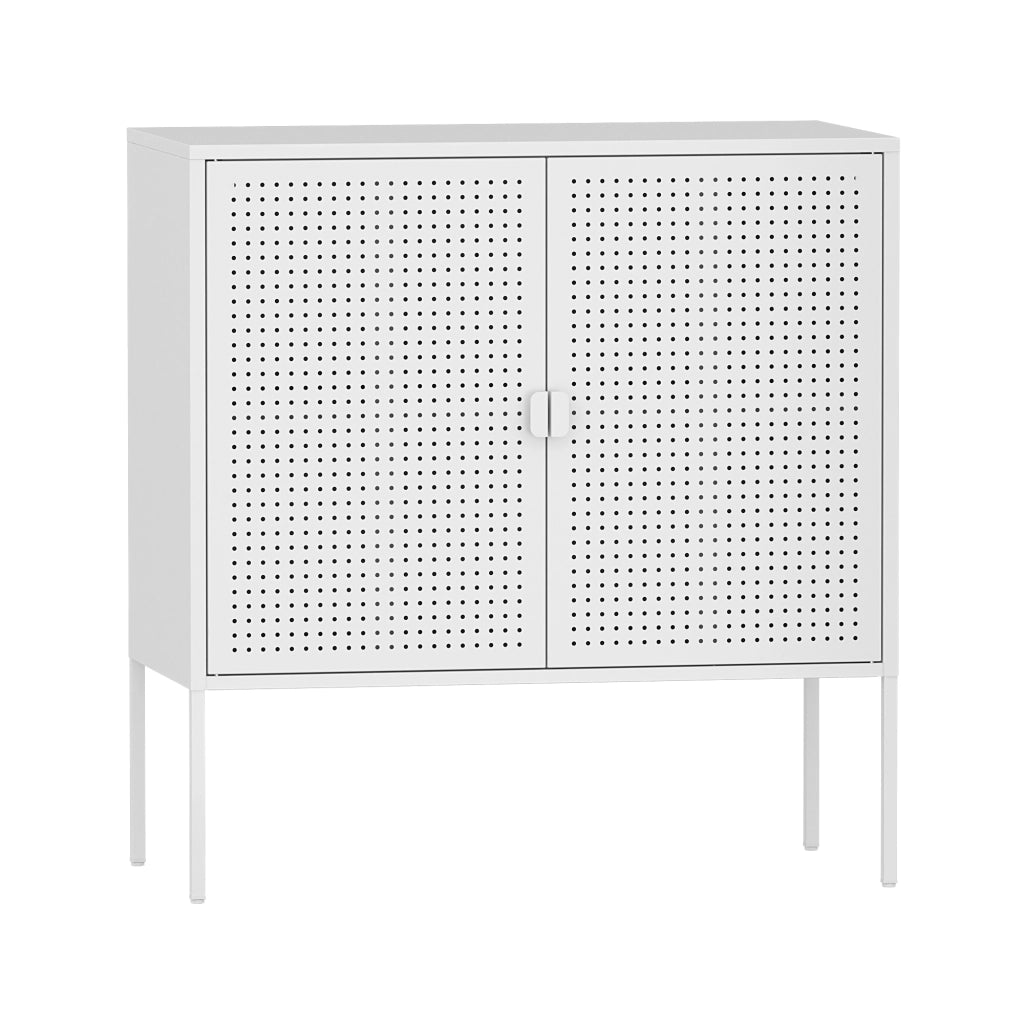 Comò a 2 Ante Castelli Acciaio 82,5 x 80 x 40 cm - Bianco [en.casa]