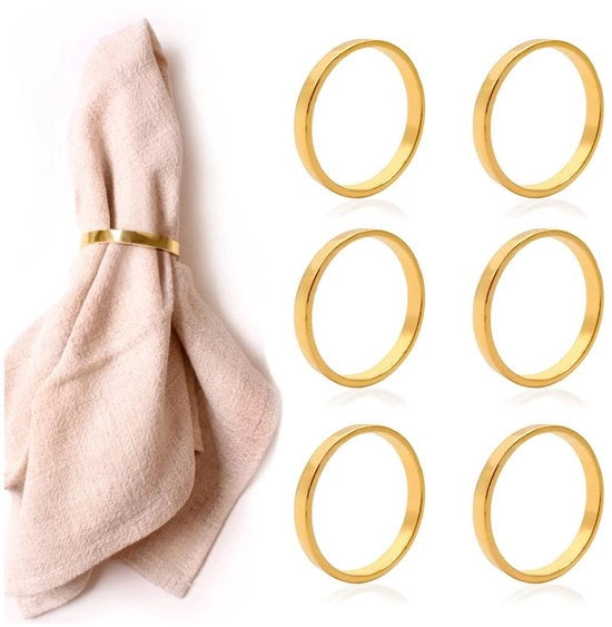 Servetringhe in Oro - 6 pezzi - Ideali per Matrimoni e Feste - Sostenibili e di Elevata Qualità