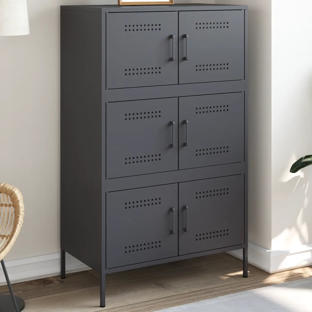 Credenza | Madia | Buffet da pranzo | Armadio da pranzo Antracite 68x39x113 cm in Acciaio