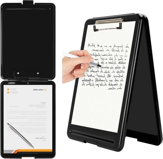 Klembord in plastica con contenitore e chiusura metallica - Heavy Duty - 95 x 138 pollici - incluso panno di supporto in cartone - per classe, ufficio, scuola, ospedale - nero - 1 Pacchetto