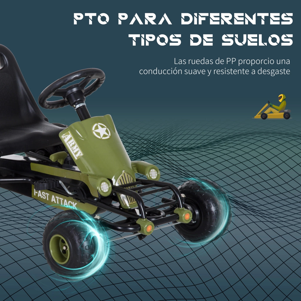 Go Kart Pedali Racing Bambini ¨C Minimal ¨C 99x65x56cm Nero Verde