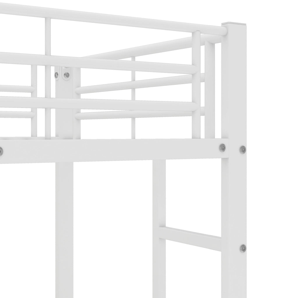 Letto a castello in metallo con scrivania e ripiani, bianco, 90x200 cm