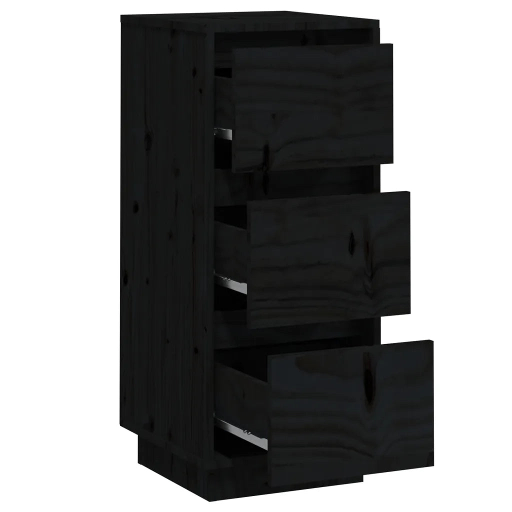 Credenze Nere 2 pz 32x34x75 cm in Legno Massello di Pino 813374