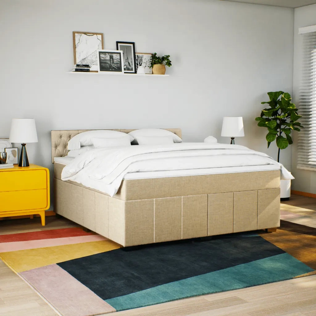 Giroletto a Molle con Materasso Crema 180x200 cm in Tessuto 3289459