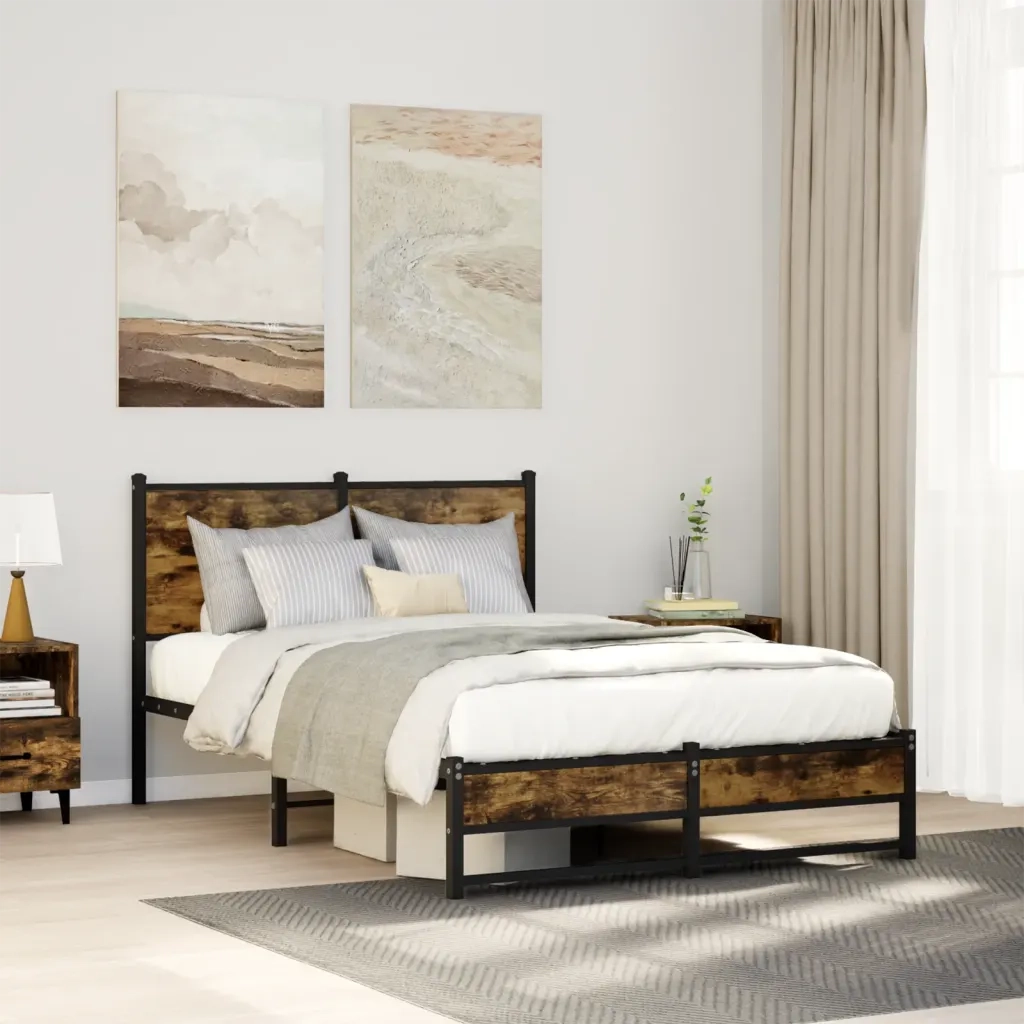 Giroletto senza Materasso in Metallo Rovere Fumo 120x190 cm 4007829