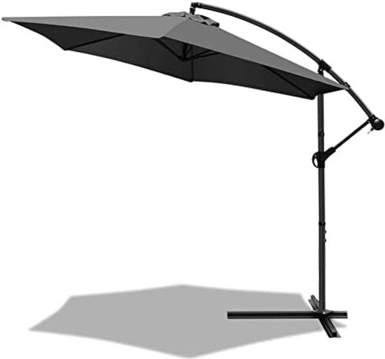 Ombrellone a parete inclinata a forma di zoccolo con manico ripiegabile - Tela da 180 gr/m2 con protezione UV - Altezza 235 cm - 6 traverse in acciaio - Incluso sacchetto di protezione grigio