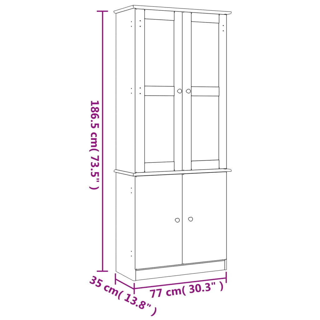 Vetrina ALTA 77x35x186,5 cm in Legno Massello di Pino CFW6489859
