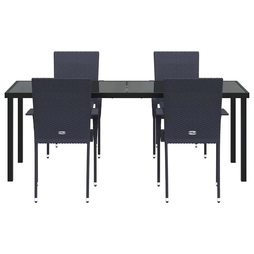 Set da Pranzo per Giardino 5 pcs Nero 3379407