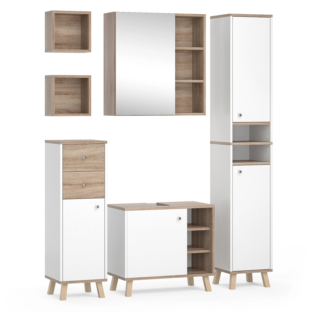 Vicco Set mobili bagno Bianco 5 parti