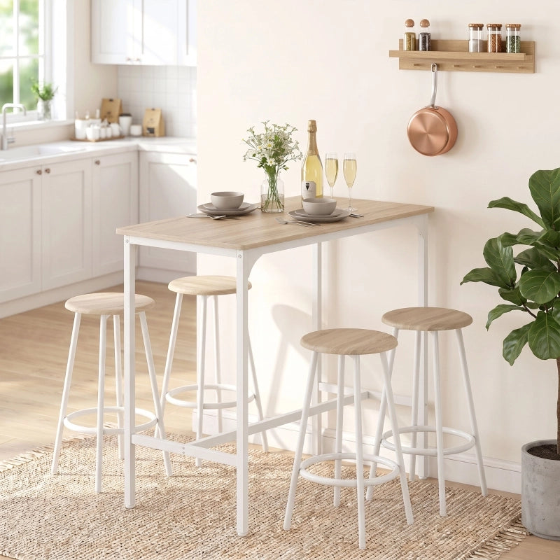 TAVOLO ALTO Set da 5 pezzi 110x50 cm Effetto rovere
