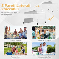 Gazebo Pieghevole 3 x 3 m da Esterno Impermeabile, Gazebo da Esterno con Borsa da Trasporto con Ruote, Tenda Pop-up Regolabile in Altezza per Giardino, Spiaggia, Feste e Barbecue (Bianco)
