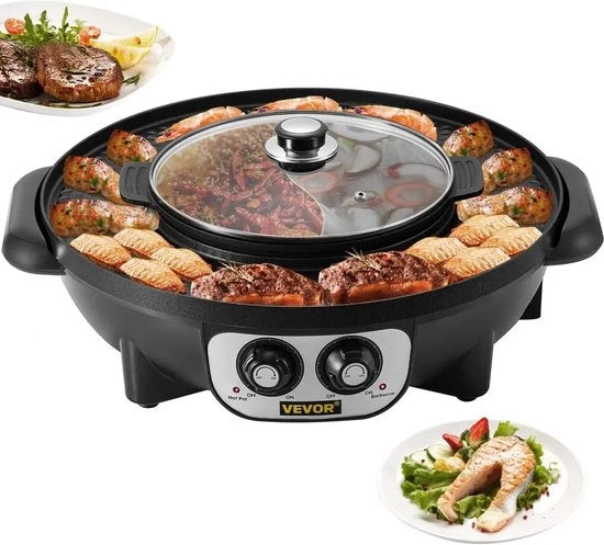 Impianto elettrico per BBQ e hotpot coreano - Esperienza di grilling e hotpot coreano - Set gourmet con griglia di pietra - Nero