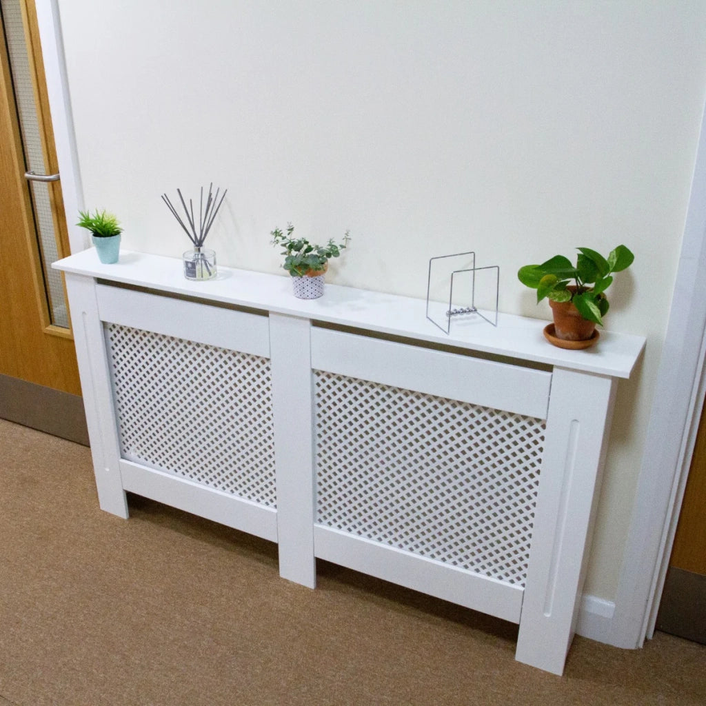 Copritermosifone Copertura Termosifoni e Caloriferi in MDF Bianco 1720mm
