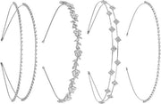 4 pezzi di fascia di capelli con pietre di strass per donne - corona di fidanzamento in argento con fiori di cristallo, foglie e ragazza