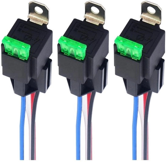 Tre pezzi di relais 12 V a 30 A con zavorra a placca ATO/ATC per relais di sicurezza per auto 12 V-stile impermeabile (quadrupolo)
