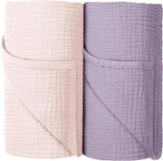 Tessuto di cotone 100% per bambini - Respirante e soffice - 100 x 100 cm - 2 pezzi in rosa e blu - Unisex - Per bambini di entrambi i sessi - Coperte di ricevimento con 2-3 anni di età