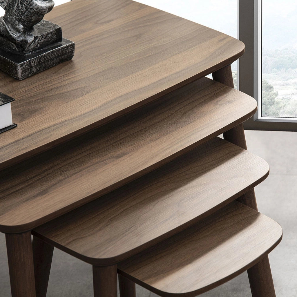 Tavolo nido in legno "Luci" 4 pezzi 70 x 40 x 55 cm - Noce