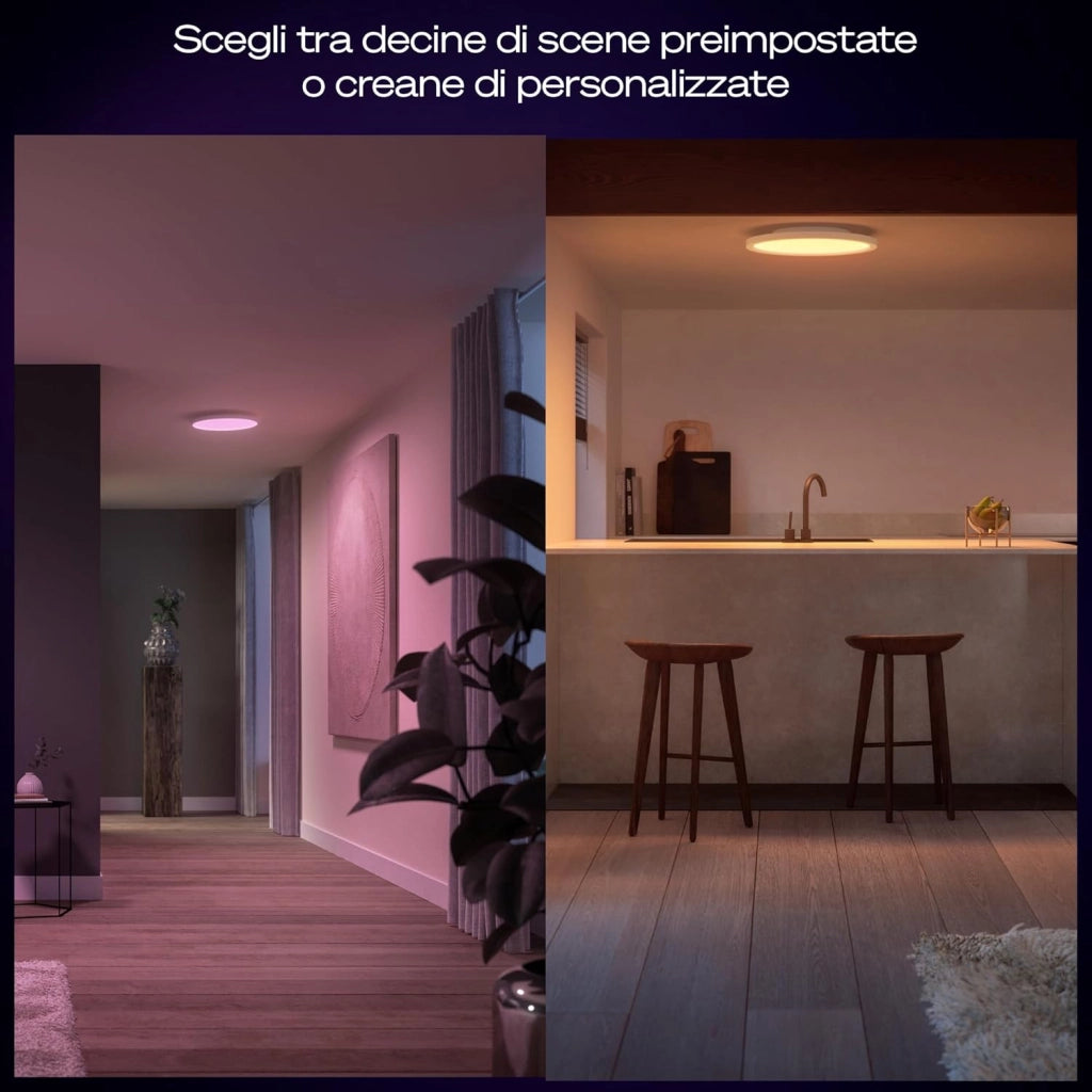 Philips Hue Devote Pannello Smart LED, White and Color Ambiance, Rotondo, diametro 43 cm, 23W, 2900 Lumen, Cornice bianca, Illuminazione degli spazi interni
