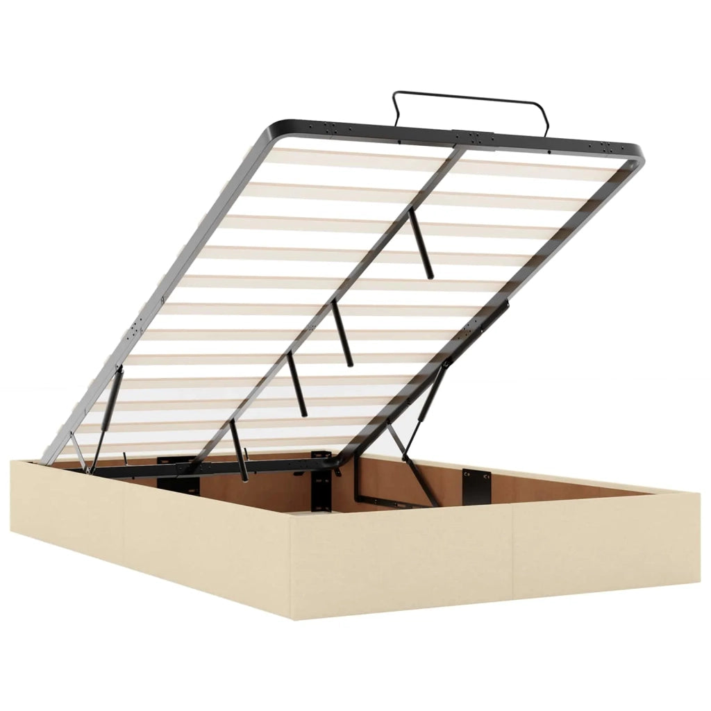 Letto Ottomano con Materasso e LED Crema 120 x 200 cm Tessuto 3458150