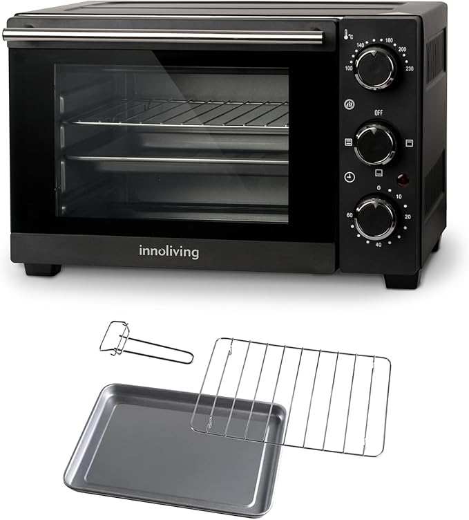 Innoliving Forno Elettrico 15 Litri INN-797, Potenza 1200W, Timer 60 Minuti, Temperatura Regolabile fino a 230°C, Cottura Ventilata, Compatto e Versatile, Perfetto per Casa e Ufficio