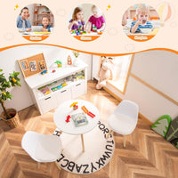 Set Tavolo e Sedie Bambini 3 Pezzi, Tavolino Rotondo per Bambini con 2 Sedie Imbottite, Mobili Cameretta per Bambini da 3 a 8 Anni