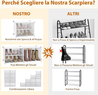 Scatole per Scarpe, Set di 12 Organizzatori Porta Scarpe Impilabili, Contenitore per Scarpe in PP Trasparente, per Ingresso, Corridoio e Armadio, Nero (Bianco)