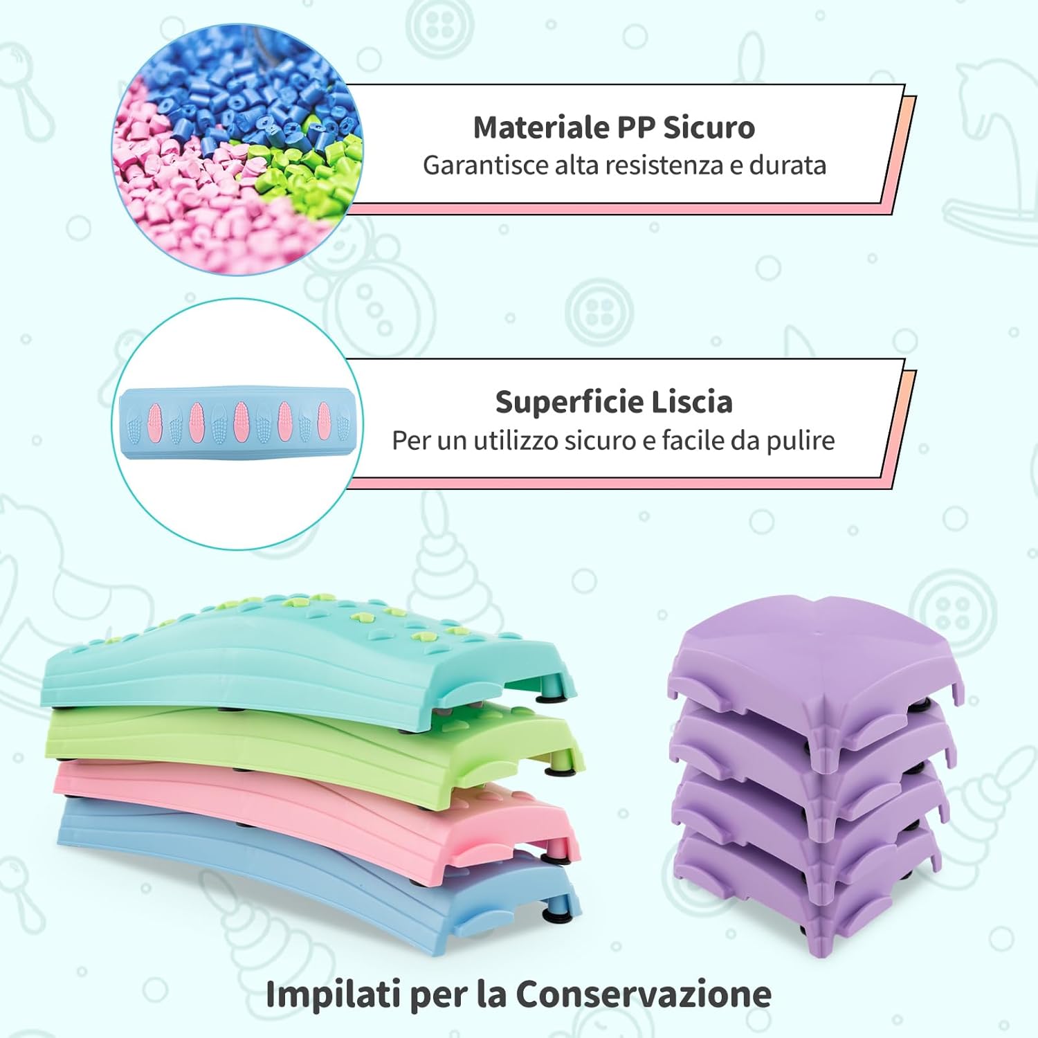 20 Pezzi di Travi Bilanciere, Blocchi Bilanciere per Bambini con Motivi Massaggiatori, Giochi per Pavimento del Percorso di Allenamento per Coordinazione ed Esercizio di Stabilità（Verde)