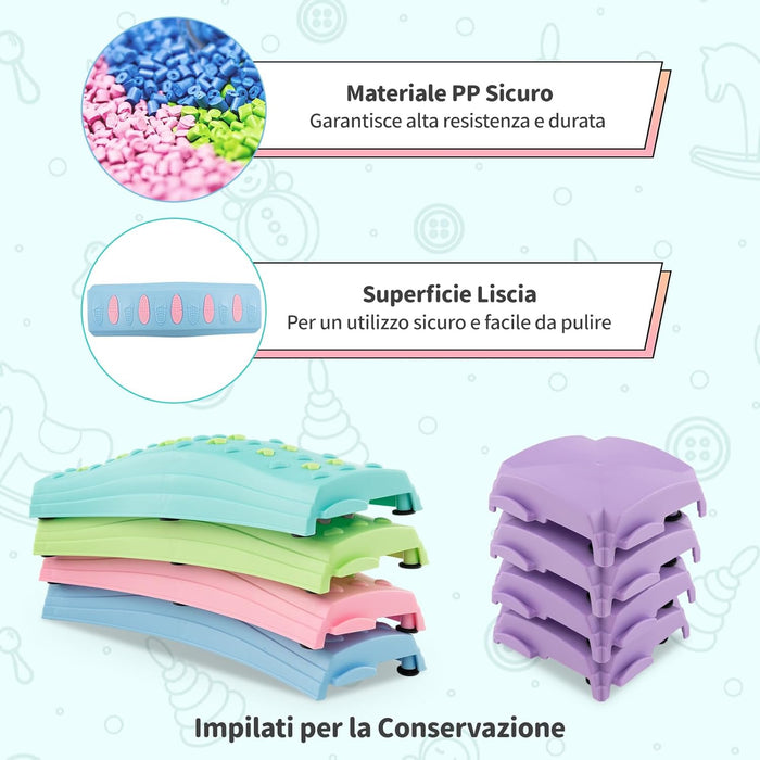 20 Pezzi di Travi Bilanciere, Blocchi Bilanciere per Bambini con Motivi Massaggiatori, Giochi per Pavimento del Percorso di Allenamento per Coordinazione ed Esercizio di Stabilità（Verde)