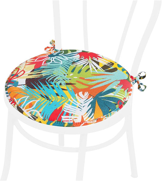 Set 4 Cuscini Sedia Rotondi Colori Accesi Cotone Lavabili Morbidi Coprisedia Tondi Palme Multicolore