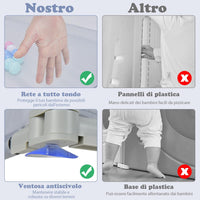 Recinto per Bambini, Box per Bambini con Rete Traspirante, Centro Attività per Bambini con 50 Palline, Box Giochi per Bambini 0-3 Anni (Grigio, ‎124 x 124 cm)