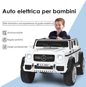 Mercedes Benz Macchina Elettrica per Bambini 12V, Veicolo Elettrico con Luci LED e Chiusura di Sicurezza, Macchina Cavalcabile per Bambini 3-8 Anni (Bianco)