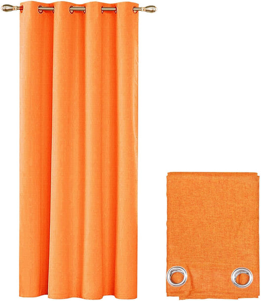Tenda Porta Finestra Arancione 140x280 cm Tessuto Semitrasparente Coprente Occhielli Acciaio