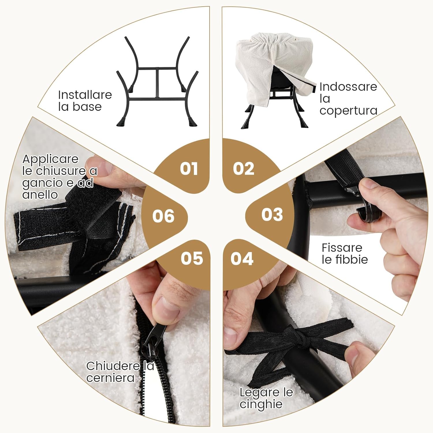 Poltrona Relax con Poggiapiedi, Poltrona da Lettura con Cuscino per Testa, Poltrona Moderna con Schienale e Seduta Imbottiti, Braccioli e Tasca di Stoccaggio, Portata 150 kg (Cashmere Beige)