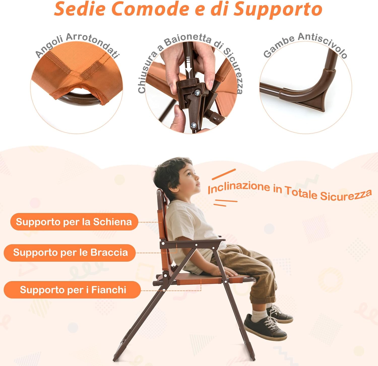Set Tavolo da Giardino Bambini con 2 Sedie Pieghevoli, Tavolino da Esterno con Ombrellone in Poliestere Regolabile in Altezza, Set Mobili da Giardino per Bambini 3-6 Anni (Scimmia, Marrone)