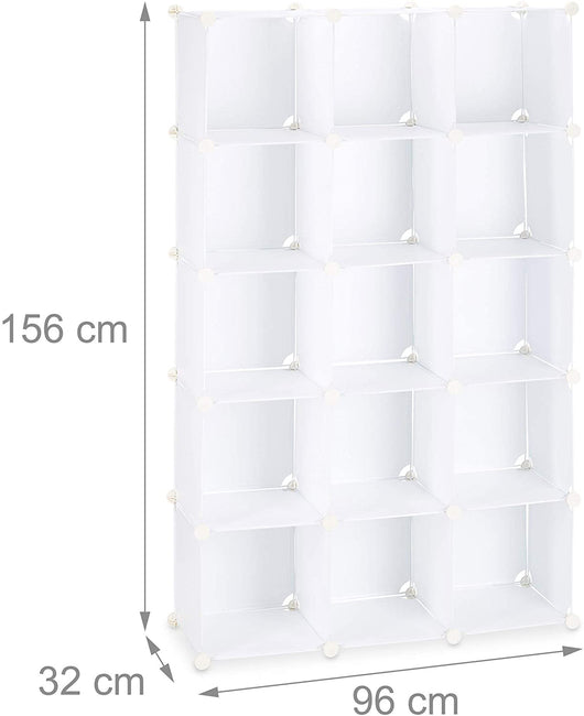 Armadio guardaroba con scaffale cubo 15 scarpiere in plastica componibili bianco 13_0001075_2