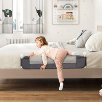 Sponda Letto per Bambini 105/120/150 cm, Barriera di Sicurezza per Neonati, Barriera Letto Pieghevole e Portatile, con Cinghia di Sicurezza (Grigio Scuro, 105 x 38 x 43 cm)