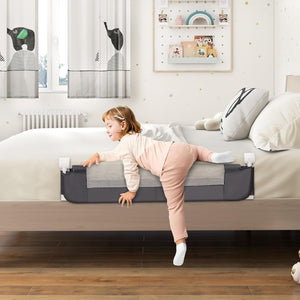 Sponda Letto per Bambini 105/120/150 cm, Barriera di Sicurezza per Neonati, Barriera Letto Pieghevole e Portatile, con Cinghia di Sicurezza (Grigio Scuro, 105 x 38 x 43 cm)