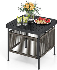 Tavolino da Giardino con Foro per Ombrellone 4 cm, Tavolino da Patio per Veranda, con Gambe in Metallo, Portata 50 kg