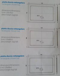 Piatto doccia flat in resina alto 3cm (rettangolare) - Misura: 76 x 120 x 3h